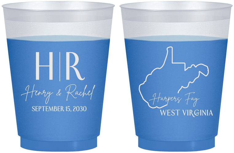 Custom Wedding 16 oz Color Changing Frosted Cups - West Virginia | 147