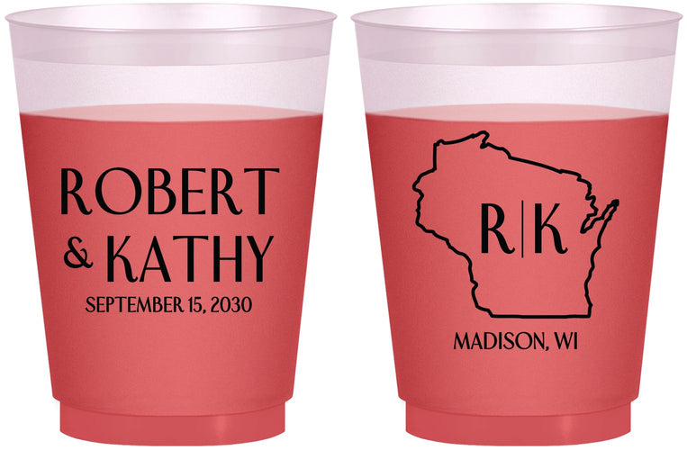 Custom Wedding 16 oz Color Changing Frosted Cups - Wisconsin | 148