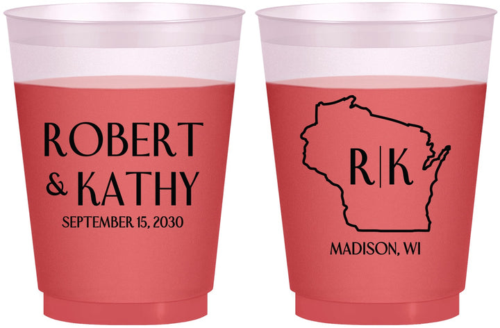 Custom Wedding 16 oz Color Changing Frosted Cups - Wisconsin | 148
