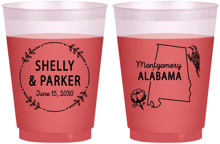 Custom Wedding 16 oz Color Changing Frosted Cups - Alabama | 150