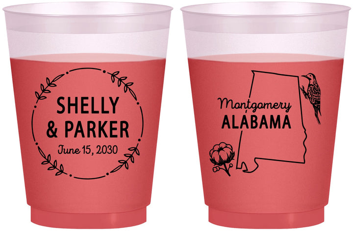 Custom Wedding 16 oz Color Changing Frosted Cups - Alabama | 150