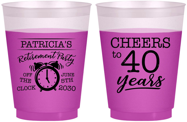 Custom Retirement 16 oz Color Changing Frosted Cups - Off The Clock | 150000