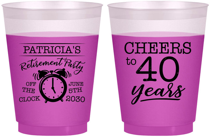 Custom Retirement 16 oz Color Changing Frosted Cups - Off The Clock | 150000