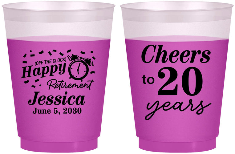 Custom Retirement 16 oz Color Changing Frosted Cups - Off The Clock | 150001