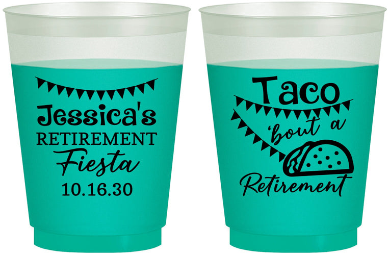 Custom Retirement 16 oz Color Changing Frosted Cups - Taco Bout A Retirement | 150002