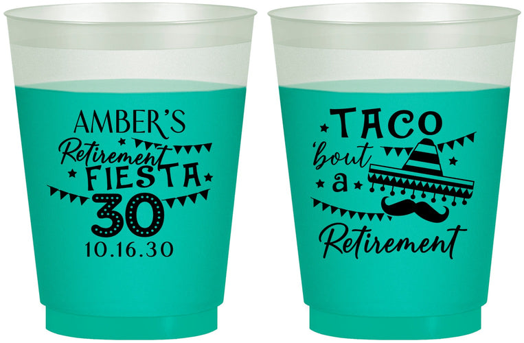 Custom Retirement 16 oz Color Changing Frosted Cups - Taco Bout A Retirement | 150003