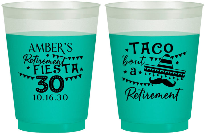 Custom Retirement 16 oz Color Changing Frosted Cups - Taco Bout A Retirement | 150003