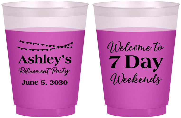 Custom Retirement 16 oz Color Changing Frosted Cups - 7 Day Weekends | 150004