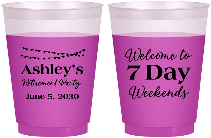 Custom Retirement 16 oz Color Changing Frosted Cups - 7 Day Weekends | 150004
