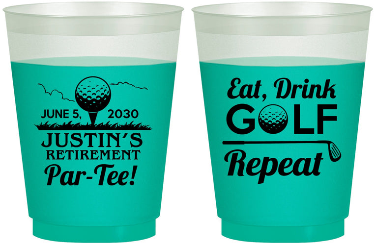 Custom Retirement 16 oz Color Changing Frosted Cups - Eat Drink Golf Repeat | 150005