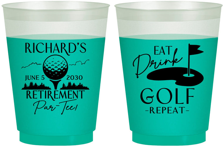 Custom Retirement 16 oz Color Changing Frosted Cups - Eat Drink Golf Repeat | 150006