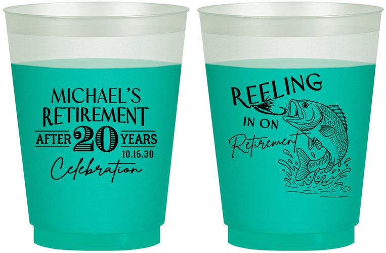 Custom Retirement 16 oz Color Changing Frosted Cups - Fishing Reeling In | 150007
