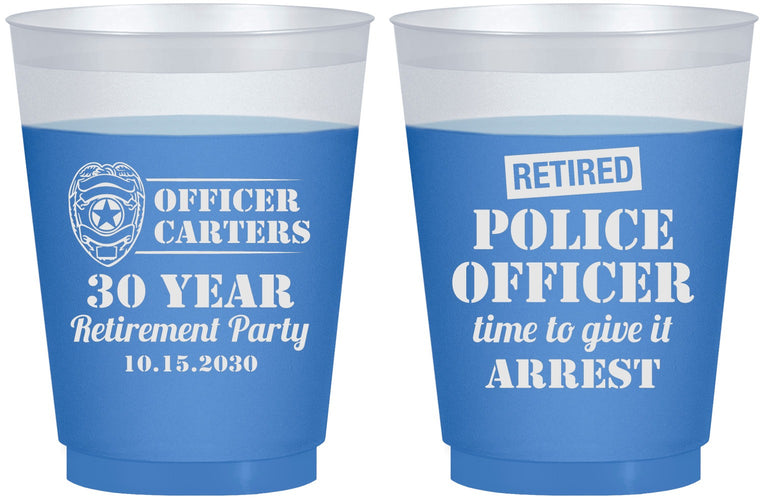 Custom Retirement 16 oz Color Changing Frosted Cups - Police Officer | 150010