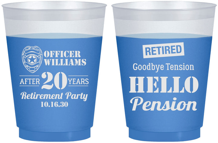 Custom Retirement 16 oz Color Changing Frosted Cups - Police Officer | 150013