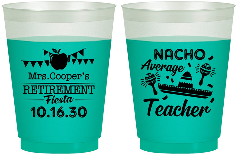 Custom Retirement 16 oz Color Changing Frosted Cups - Nacho Average Teacher | 150023