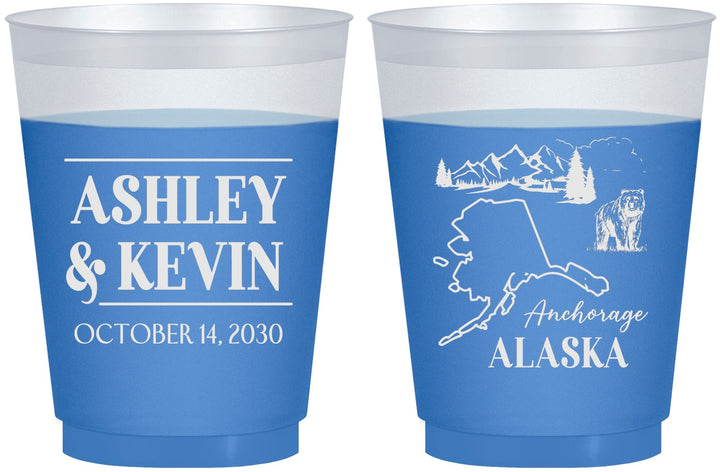 Custom Wedding 16 oz Color Changing Frosted Cups - Alaska | 151