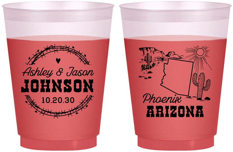 Custom Wedding 16 oz Color Changing Frosted Cups - Arizona | 152
