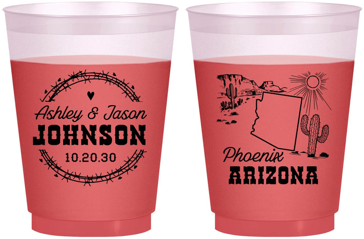 Custom Wedding 16 oz Color Changing Frosted Cups - Arizona | 152