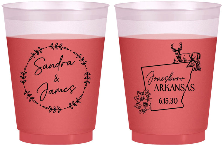 Custom Wedding 16 oz Color Changing Frosted Cups - Arkansas | 153