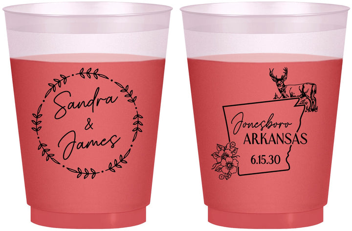 Custom Wedding 16 oz Color Changing Frosted Cups - Arkansas | 153