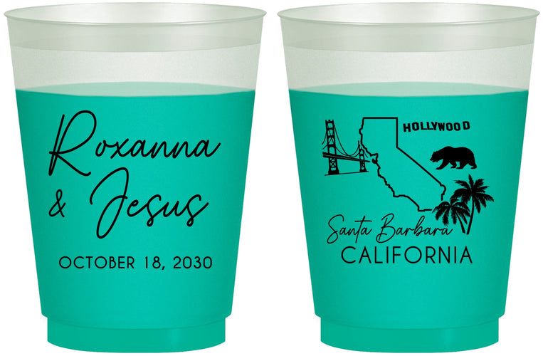 Custom Wedding 16 oz Color Changing Frosted Cups - California | 154