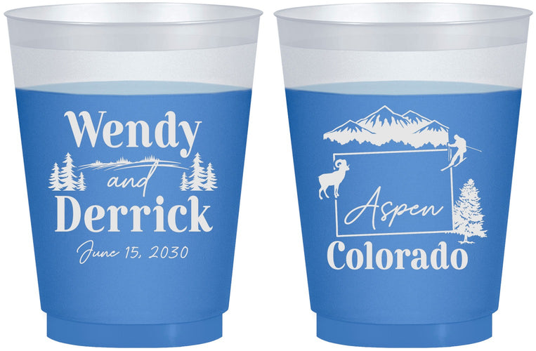 Custom Wedding 16 oz Color Changing Frosted Cups - Colorado | 155