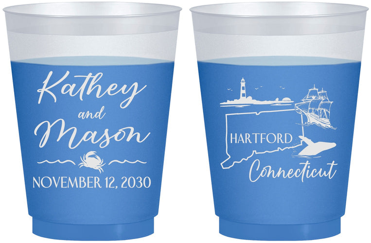 Custom Wedding 16 oz Color Changing Frosted Cups - Connecticut | 156
