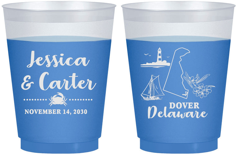 Custom Wedding 16 oz Color Changing Frosted Cups - Delaware | 157