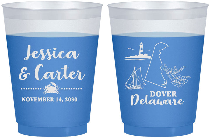 Custom Wedding 16 oz Color Changing Frosted Cups - Delaware | 157