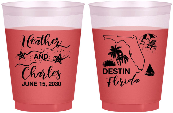 Custom Wedding 16 oz Color Changing Frosted Cups - Florida | 158