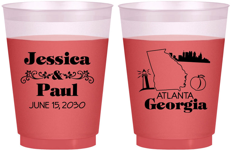 Custom Wedding 16 oz Color Changing Frosted Cups - Georgia | 159
