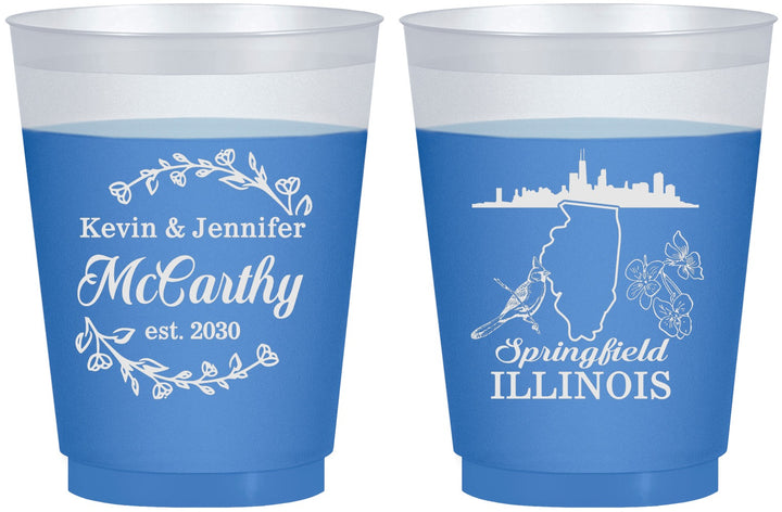 Custom Wedding 16 oz Color Changing Frosted Cups - Illinois | 162