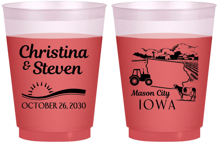 Custom Wedding 16 oz Color Changing Frosted Cups - Iowa | 164
