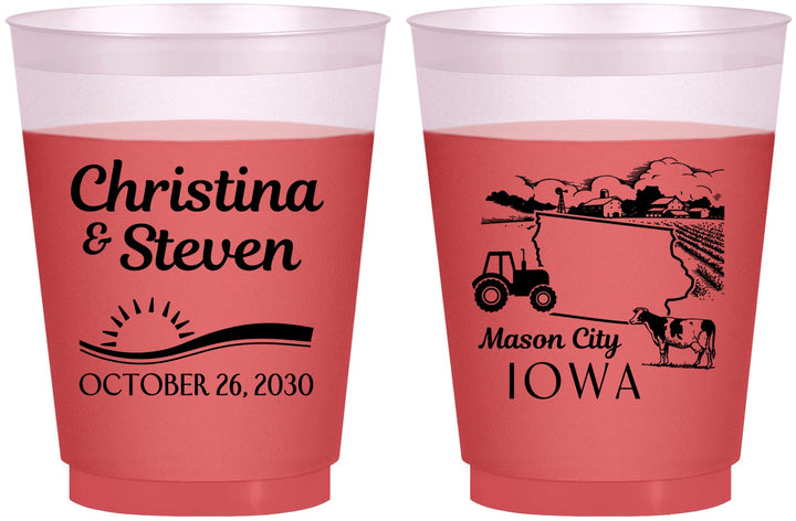 Custom Wedding 16 oz Color Changing Frosted Cups - Iowa | 164