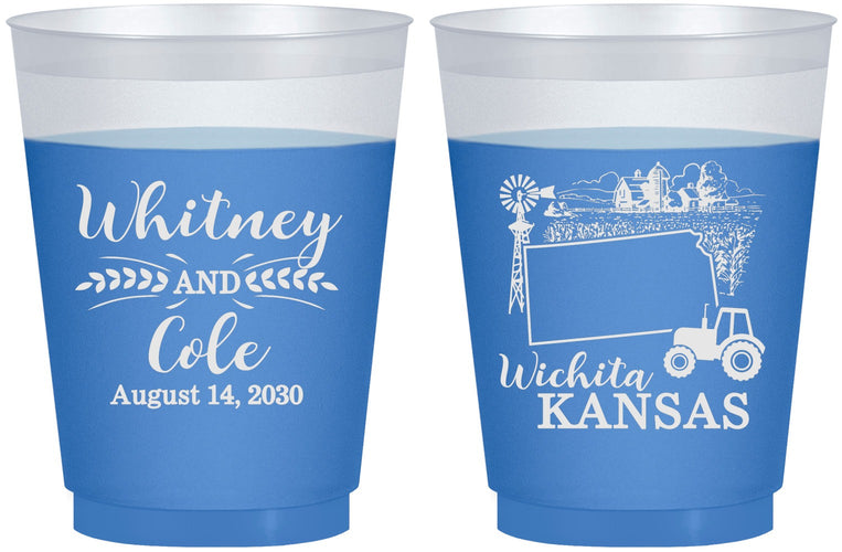 Custom Wedding 16 oz Color Changing Frosted Cups - Kansas | 165