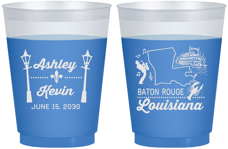 Custom Wedding 16 oz Color Changing Frosted Cups - Louisiana | 167