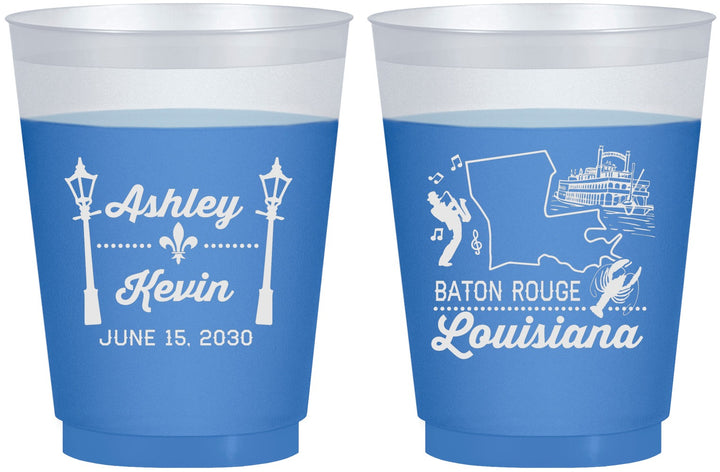 Custom Wedding 16 oz Color Changing Frosted Cups - Louisiana | 167