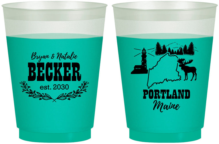 Custom Wedding 16 oz Color Changing Frosted Cups - Maine | 168