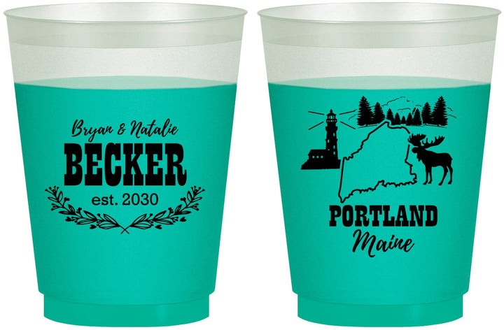 Custom Wedding 16 oz Color Changing Frosted Cups - Maine | 168