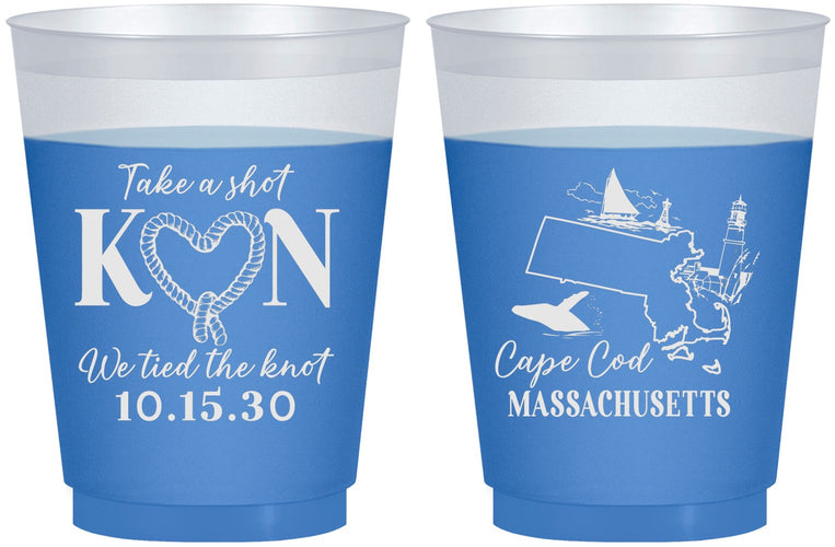 Custom Wedding 16 oz Color Changing Frosted Cups - Massachusetts | 170
