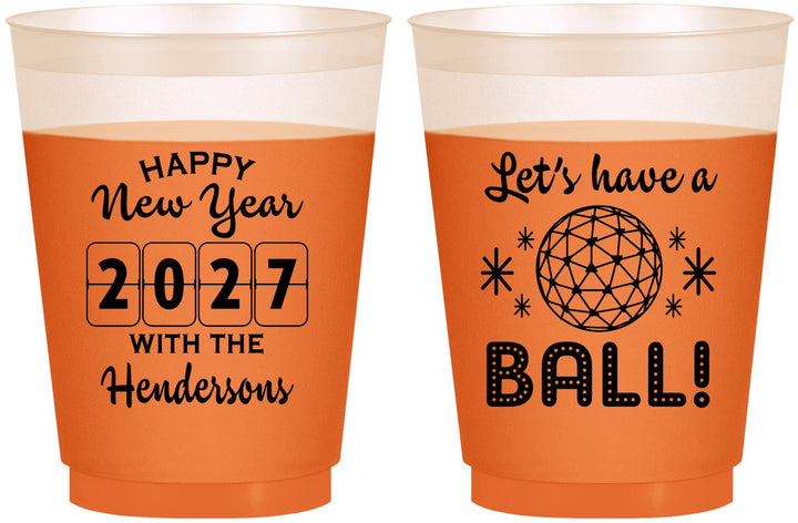Custom New Years 16 oz Color Changing Frosted Cups - 2027 Lets Have A Ball | 170001