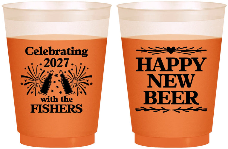 Custom New Years 16 oz Color Changing Frosted Cups - 2027 Happy New Beer | 170004