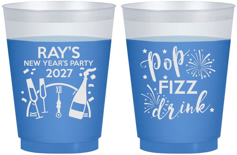 Custom New Years 16 oz Color Changing Frosted Cups - 2027 Pop Fizz Drink | 170007