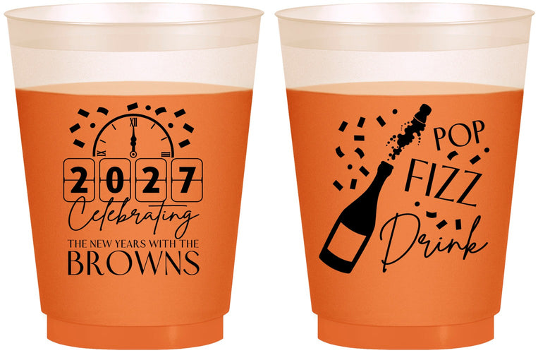 Custom New Years 16 oz Color Changing Frosted Cups - 2027 Pop Fizz Drink | 170009