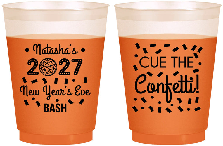 Custom New Years 16 oz Color Changing Frosted Cups - 2027 Nye Confetti | 170012