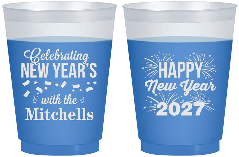 Custom New Years 16 oz Color Changing Frosted Cups - 2027 Nye Confetti | 170015
