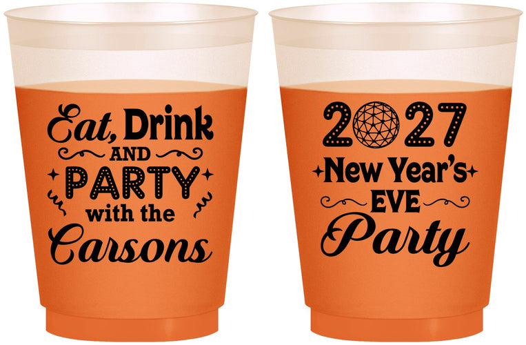 Custom New Years 16 oz Color Changing Frosted Cups - 2027 Eat Drink Party | 170022