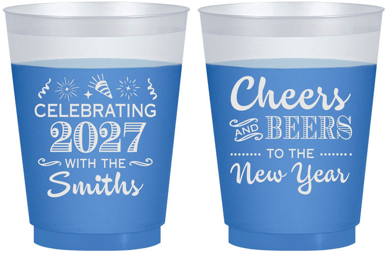 Custom New Years 16 oz Color Changing Frosted Cups - 2027 Cheers | 170023