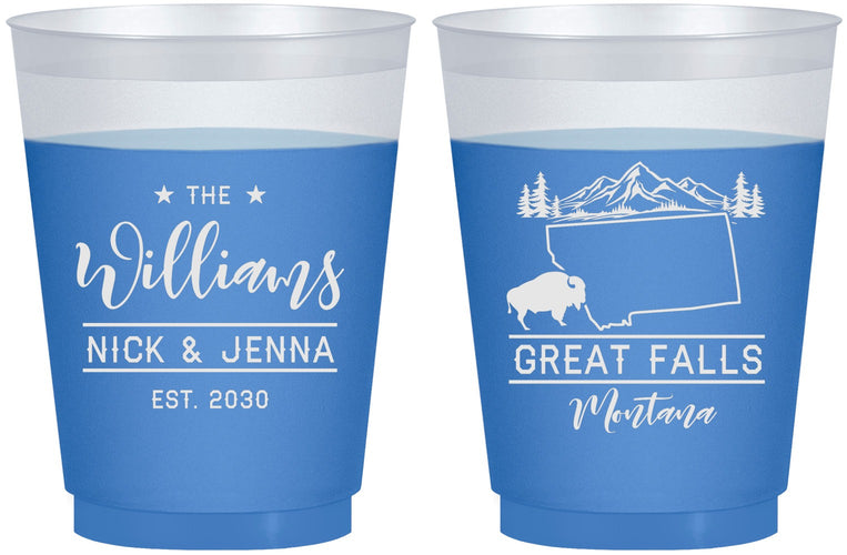 Custom Wedding 16 oz Color Changing Frosted Cups - Montana | 175