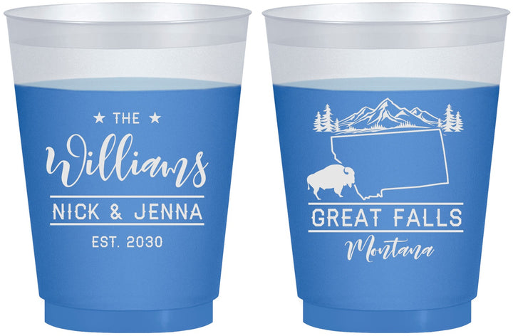 Custom Wedding 16 oz Color Changing Frosted Cups - Montana | 175
